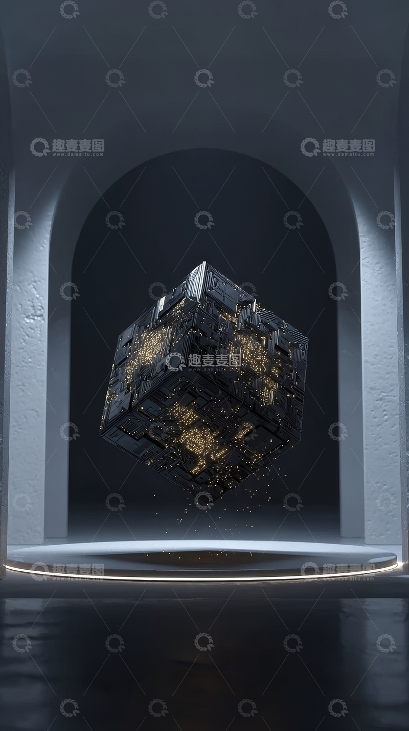 高清大图下载【趣麦麦图】悬浮立方体的神秘展示