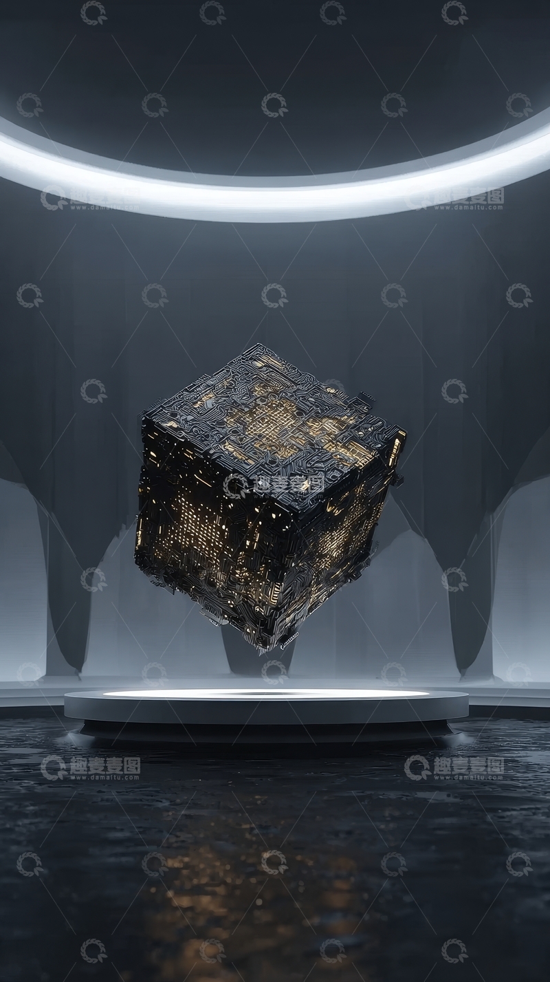 高清大图下载【趣麦麦图】神秘立方体在光影中的展示