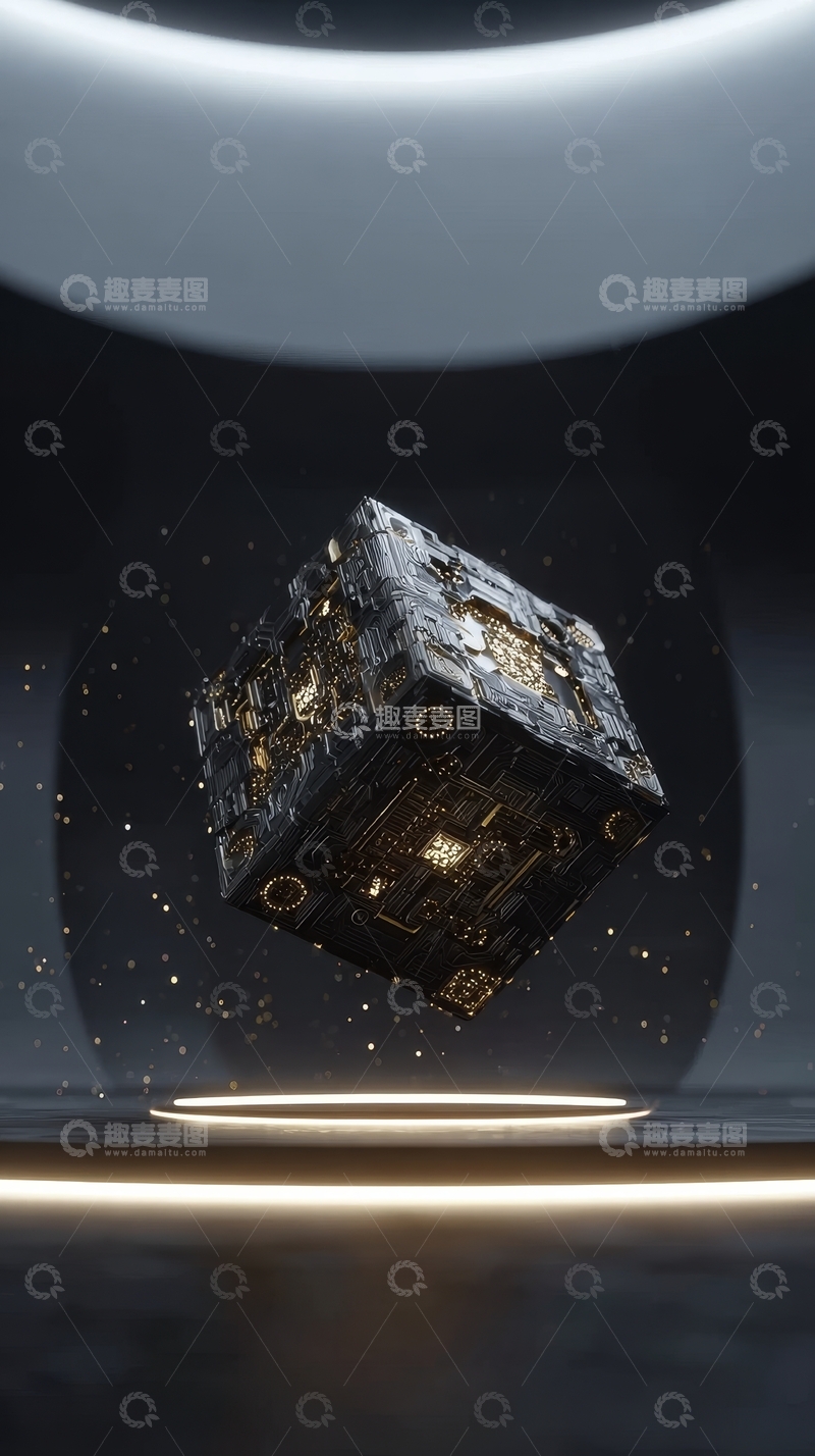 高清大图下载【趣麦麦图】悬浮的高科技立方体