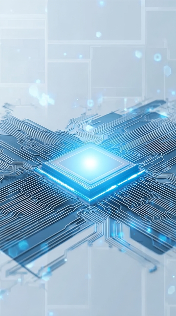 蓝色电路板上的发光芯片