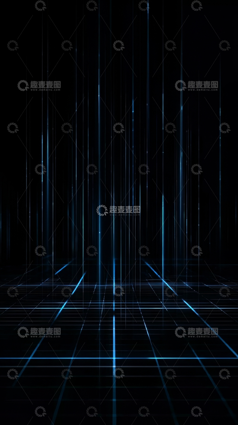 高清大图下载【趣麦麦图】蓝色光束构成的未来科技空间