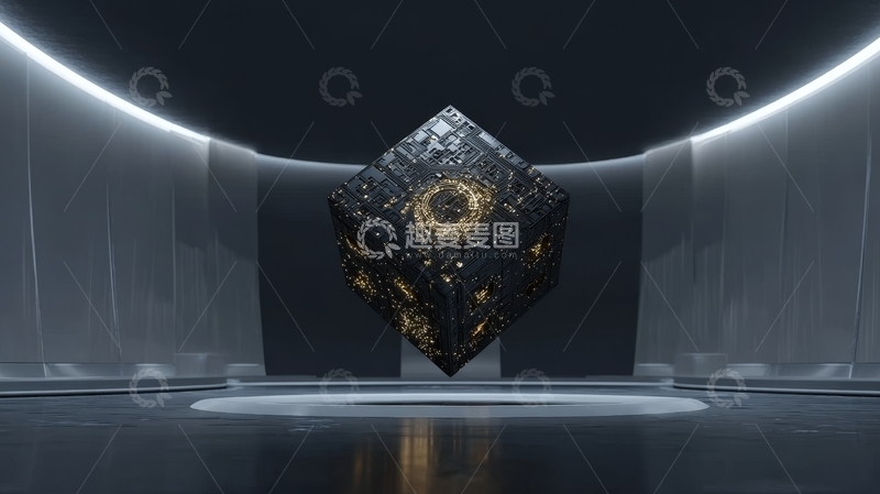 高清大图下载【趣麦麦图】悬浮立方体的未来科技展示