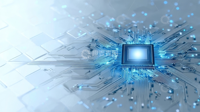 高清大图下载【趣麦麦图】发光芯片与电路板的科技图像