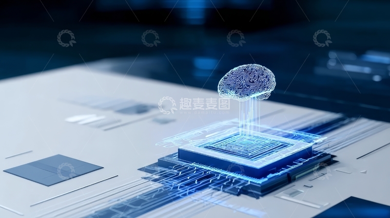 高清大图下载【趣麦麦图】未来科技芯片与大脑连接概念图