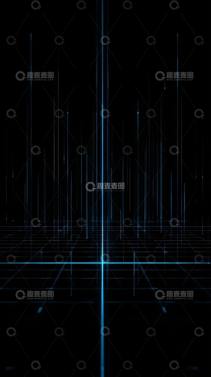 高清大图下载【趣麦麦图】蓝色光束与网格的科技感场景