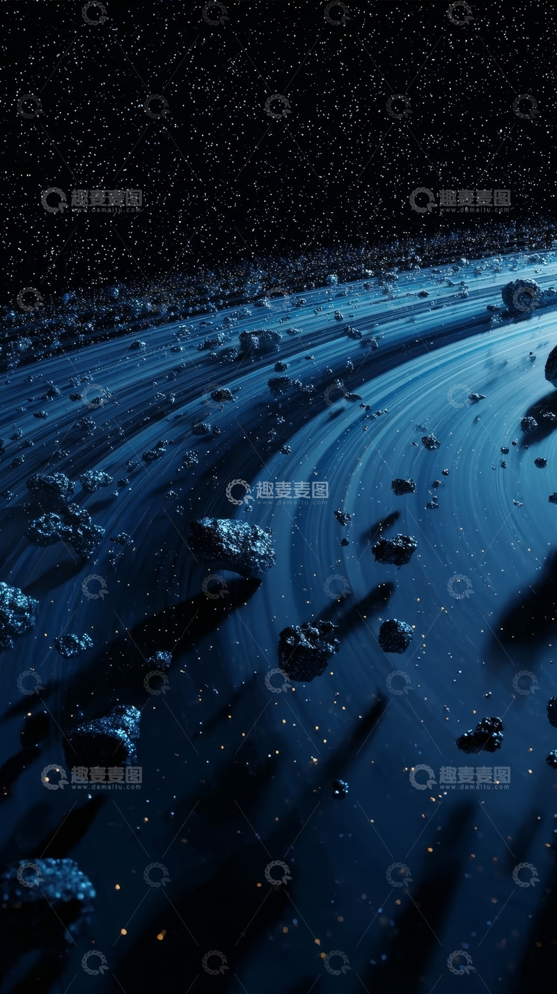 高清大图下载【趣麦麦图】深邃宇宙中的星环与陨石