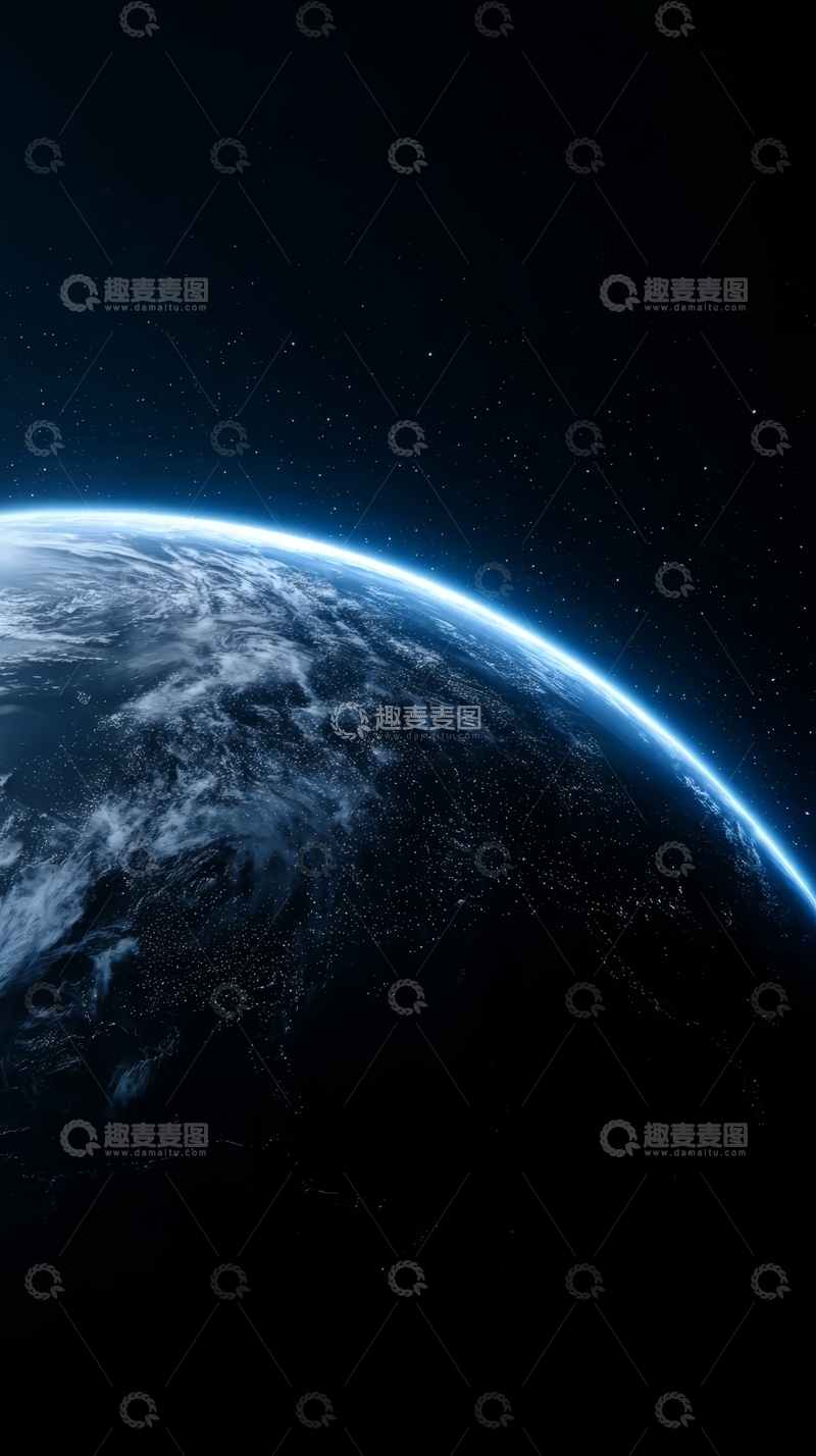 高清大图下载【趣麦麦图】地球边缘的蓝色光晕