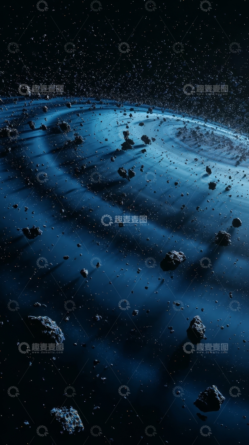 高清大图下载【趣麦麦图】宇宙星环与漂浮陨石