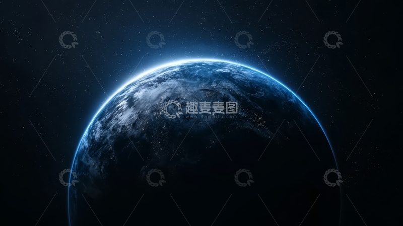 高清大图下载【趣麦麦图】地球在太空中的蓝色轮廓