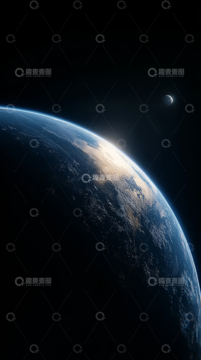 高清大图下载【趣麦麦图】-地球与月球的宇宙视角
