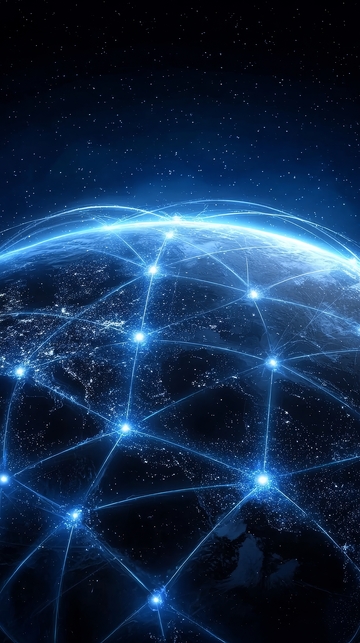 地球上的蓝色网络连接
