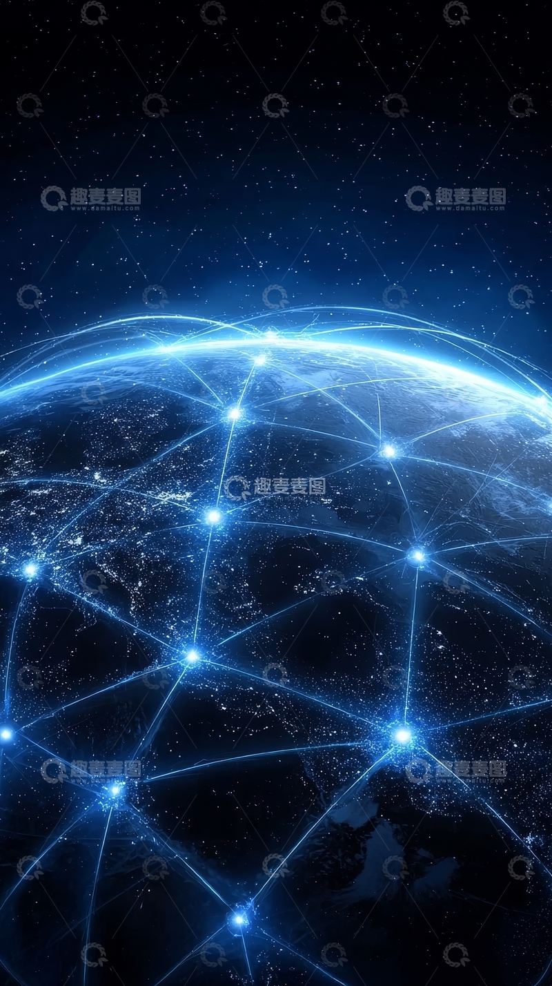 高清大图下载【趣麦麦图】地球上的蓝色网络连接