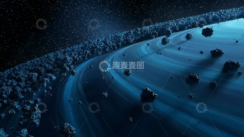 高清大图下载【趣麦麦图】宇宙星环中的小行星带