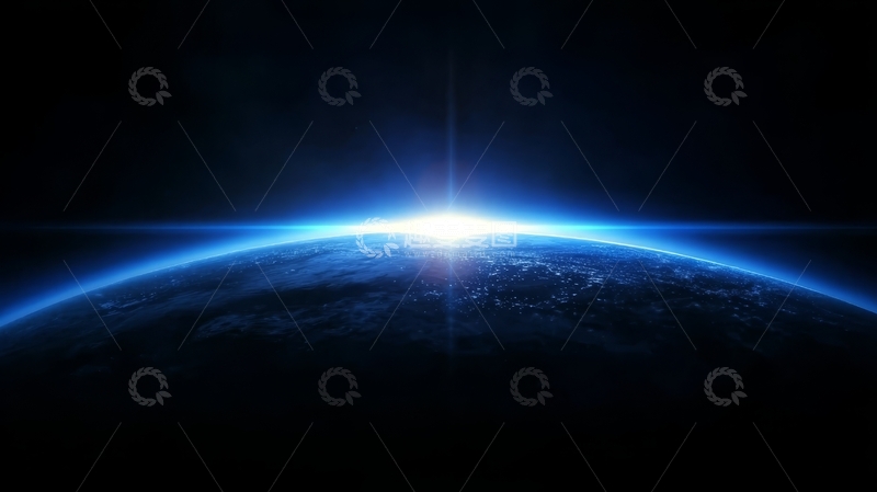 高清大图下载【趣麦麦图】地球日出，蓝色光芒照亮夜空