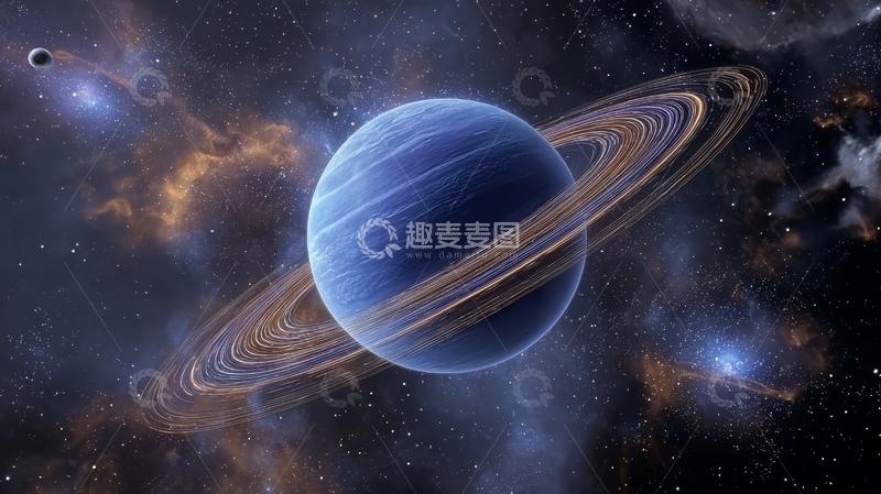 高清大图下载【趣麦麦图】带有环带的蓝色行星