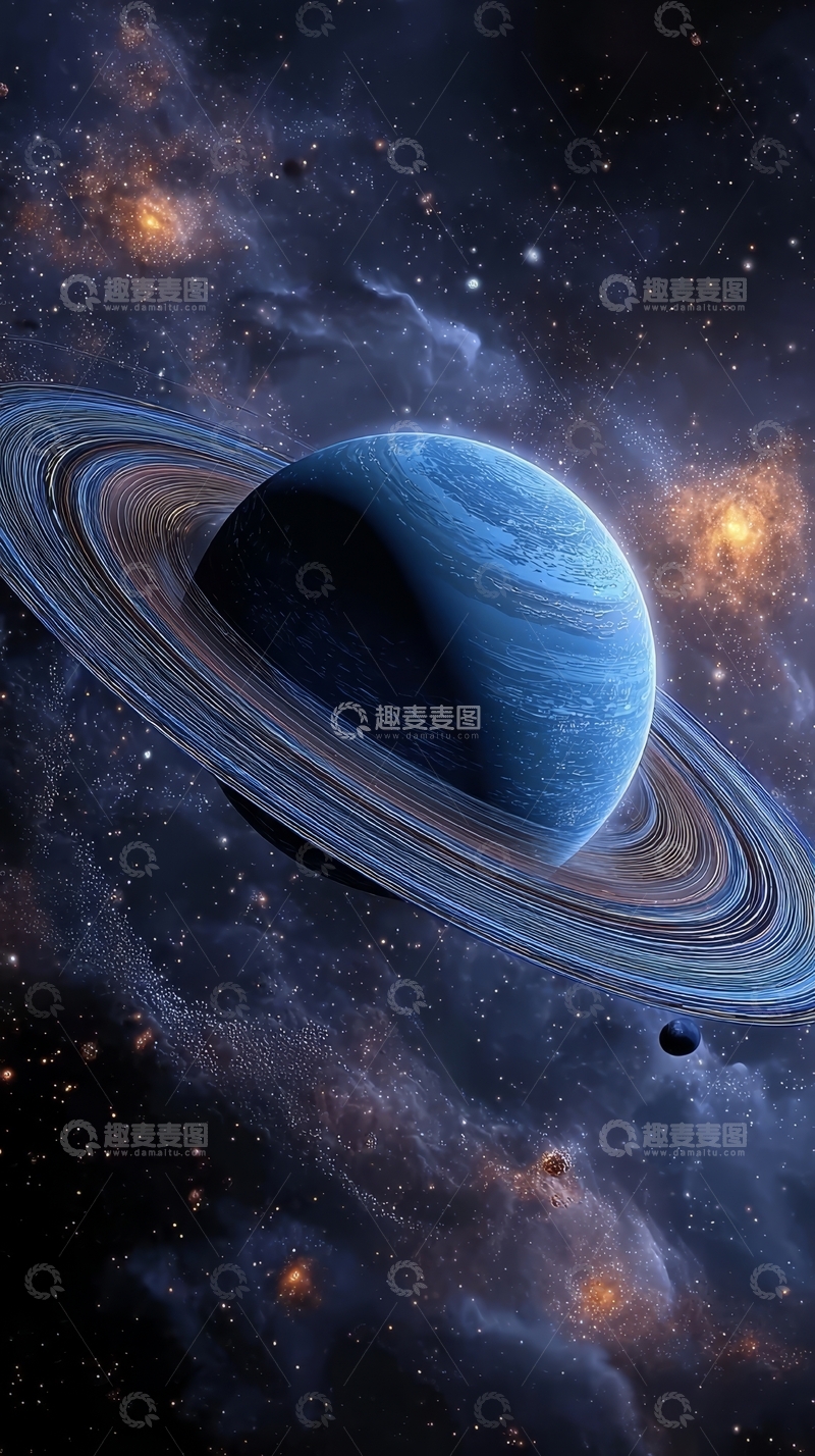 高清大图下载【趣麦麦图】神秘宇宙中的环状行星