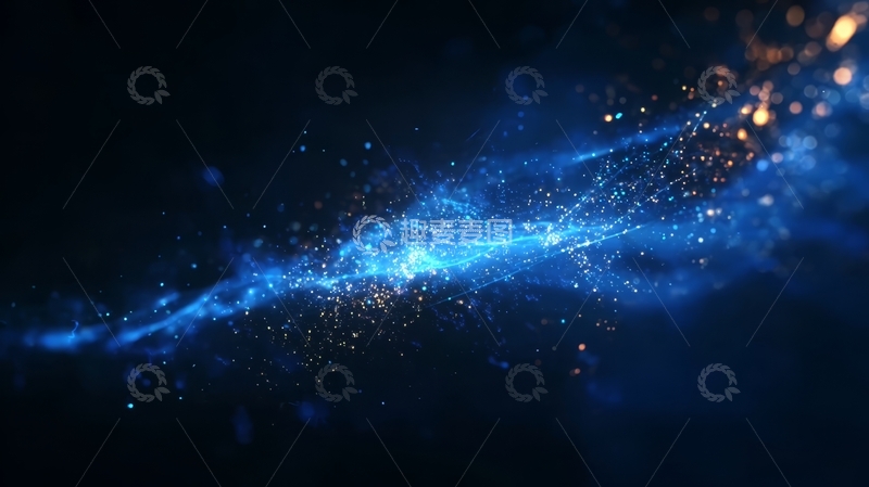 高清大图下载【趣麦麦图】蓝色光粒子流的抽象背景