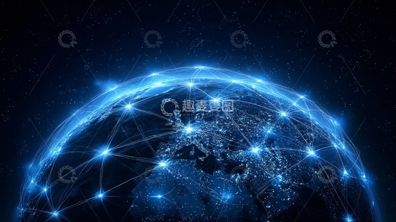高清大图下载【趣麦麦图】蓝色地球网络连接图