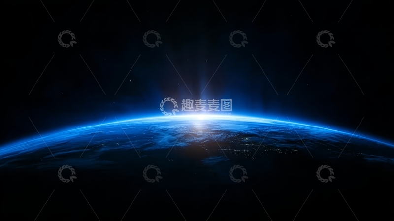 高清大图下载【趣麦麦图】地球日出，太空视角