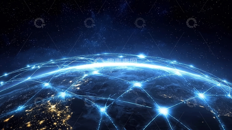 高清大图下载【趣麦麦图】地球上的全球网络连接