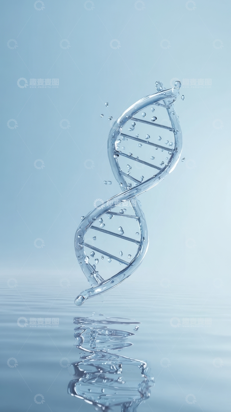 高清大图下载【趣麦麦图】悬浮的DNA双螺旋结构
