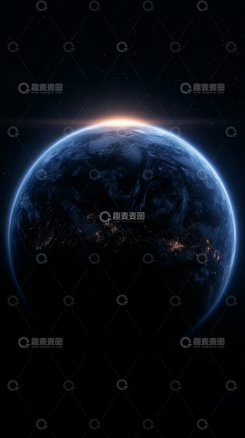 高清大图下载【趣麦麦图】地球夜景，城市灯光点缀