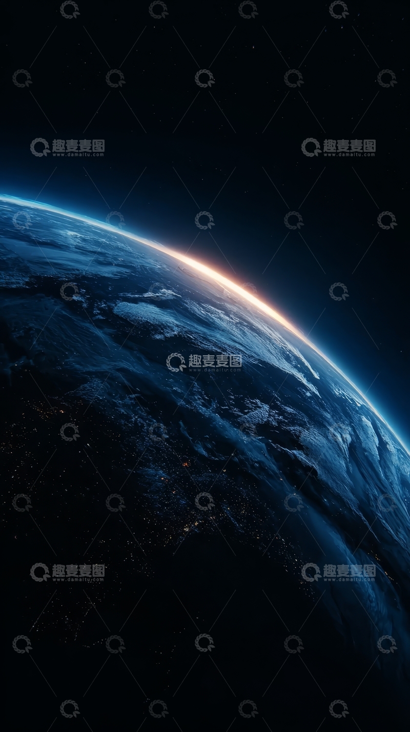 高清大图下载【趣麦麦图】地球黎明，蓝色星球的光辉边缘