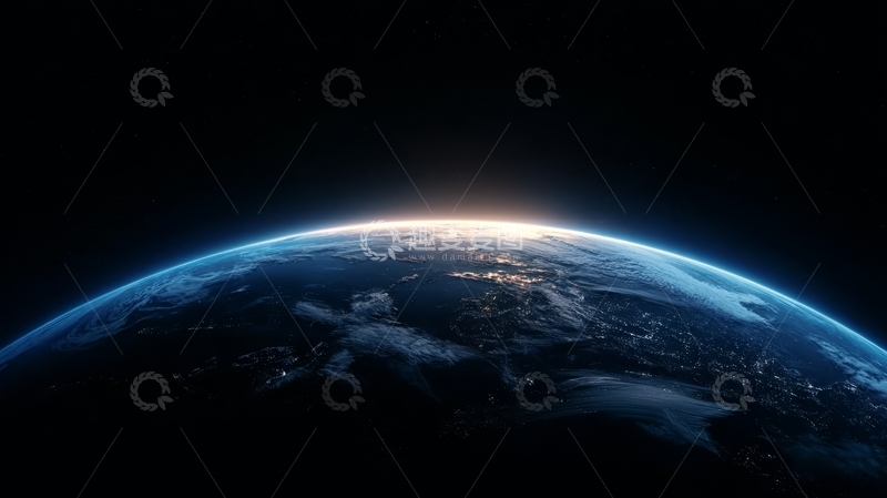 高清大图下载【趣麦麦图】地球夜景与日出边缘