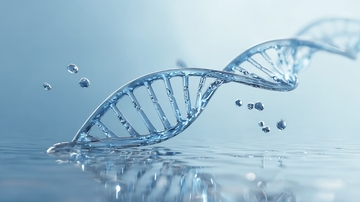 DNA双螺旋结构与水滴互动