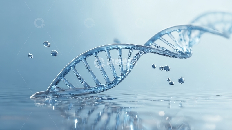 高清大图下载【趣麦麦图】DNA双螺旋结构与水滴互动