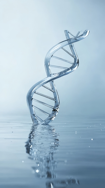 玻璃DNA双螺旋结构水中倒影