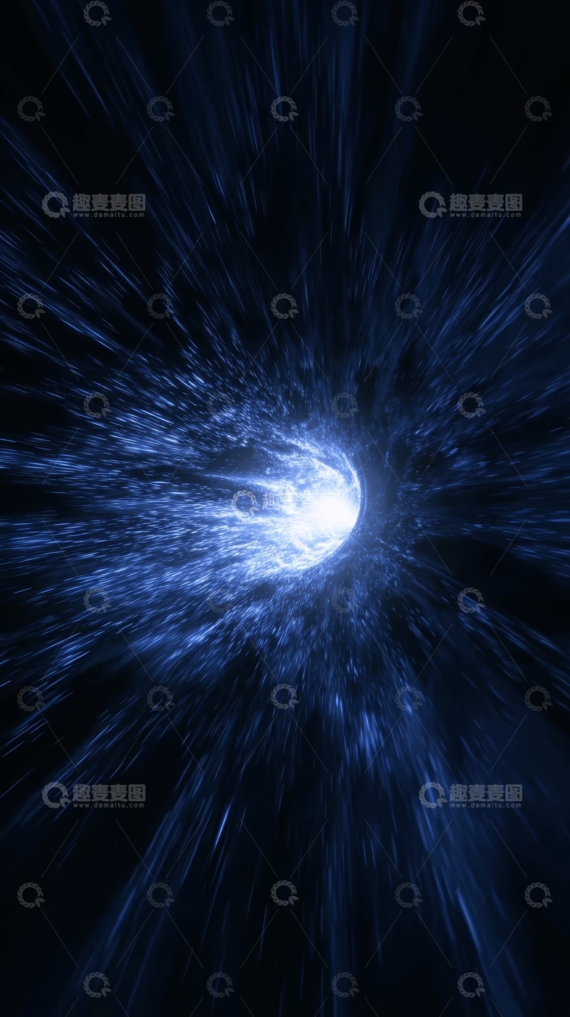 高清大图下载【趣麦麦图】蓝色光束中的神秘星球