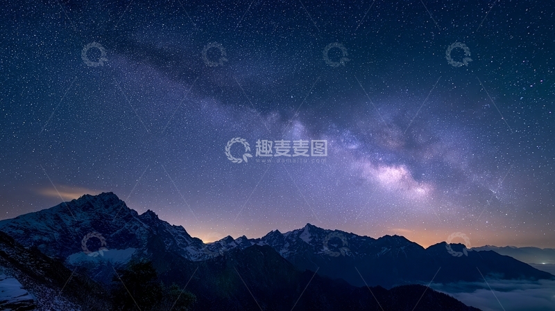 高清大图下载【趣麦麦图】星空下的巍峨山脉