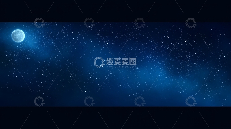 高清大图下载【趣麦麦图】-夜空中的月亮与繁星