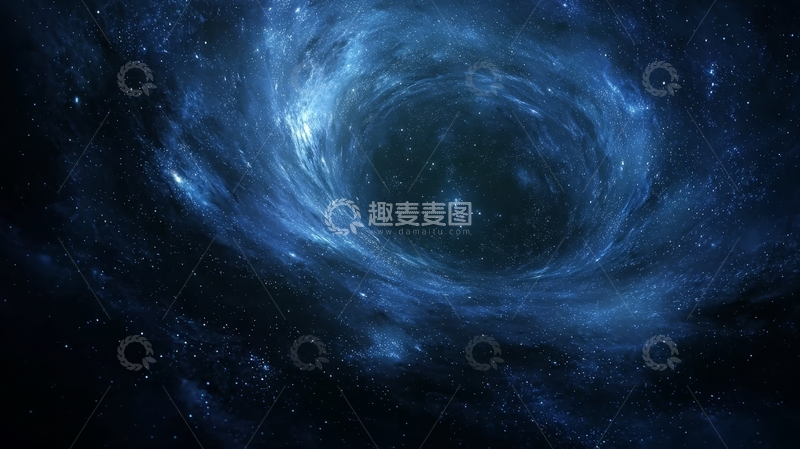 高清大图下载【趣麦麦图】深邃宇宙中的蓝色星系漩涡