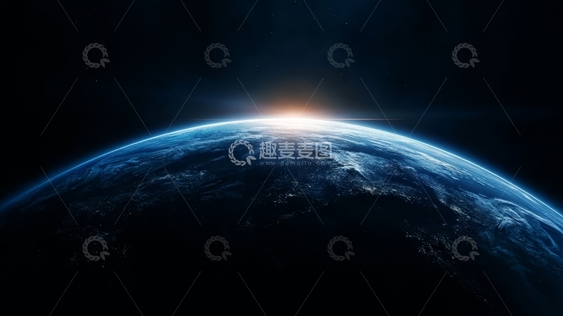 高清大图下载【趣麦麦图】地球日出，蓝色星球的壮丽景象