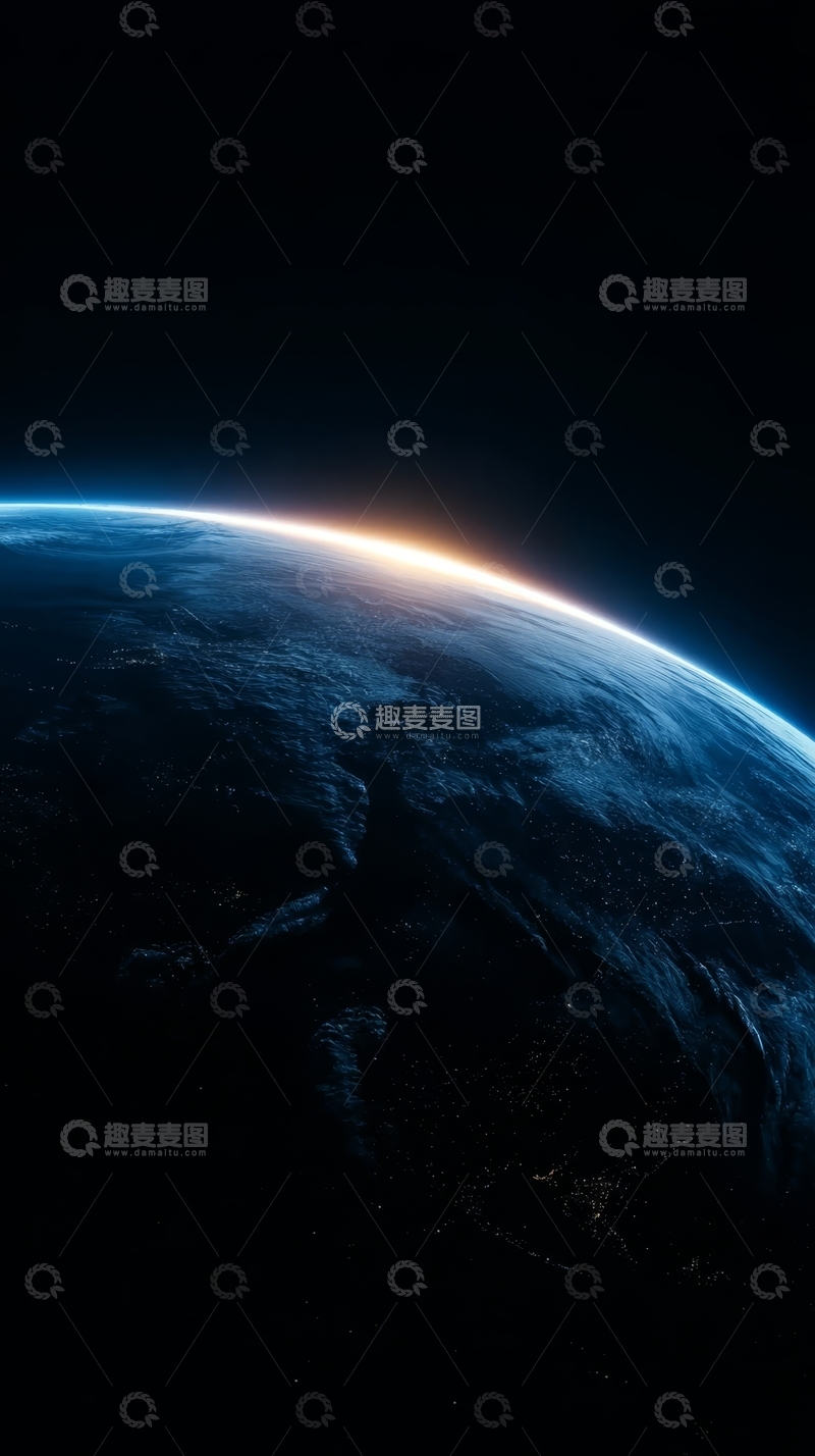 高清大图下载【趣麦麦图】地球黎明，蓝色星球的光辉边缘