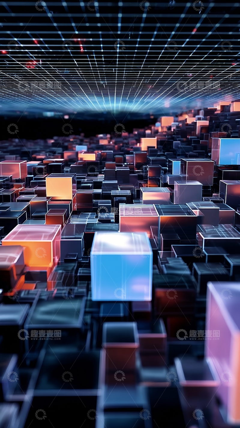 高清大图下载【趣麦麦图】未来科技立方体阵列