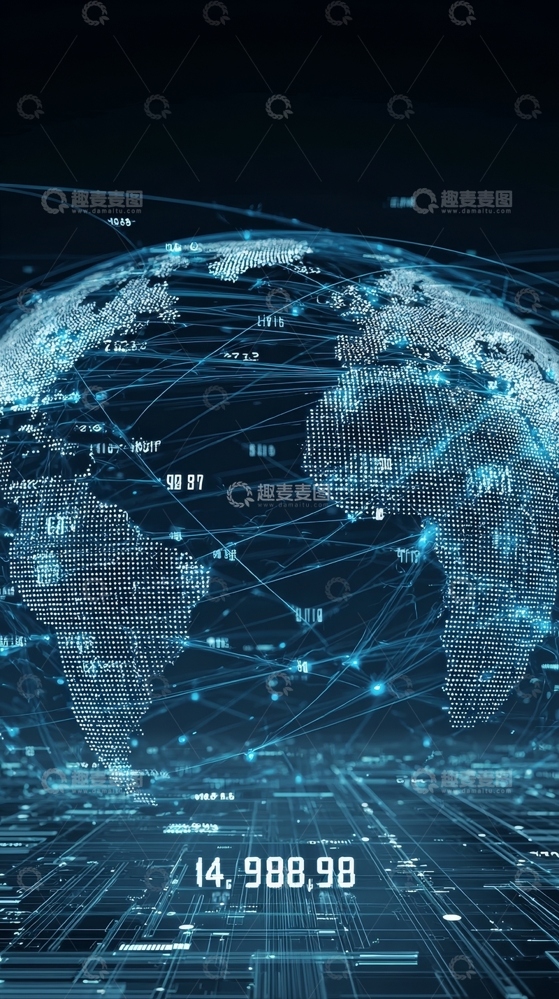 高清大图下载【趣麦麦图】全球网络连接的数字地球