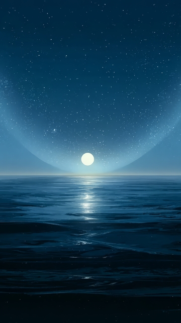 夜空下的海洋与明月