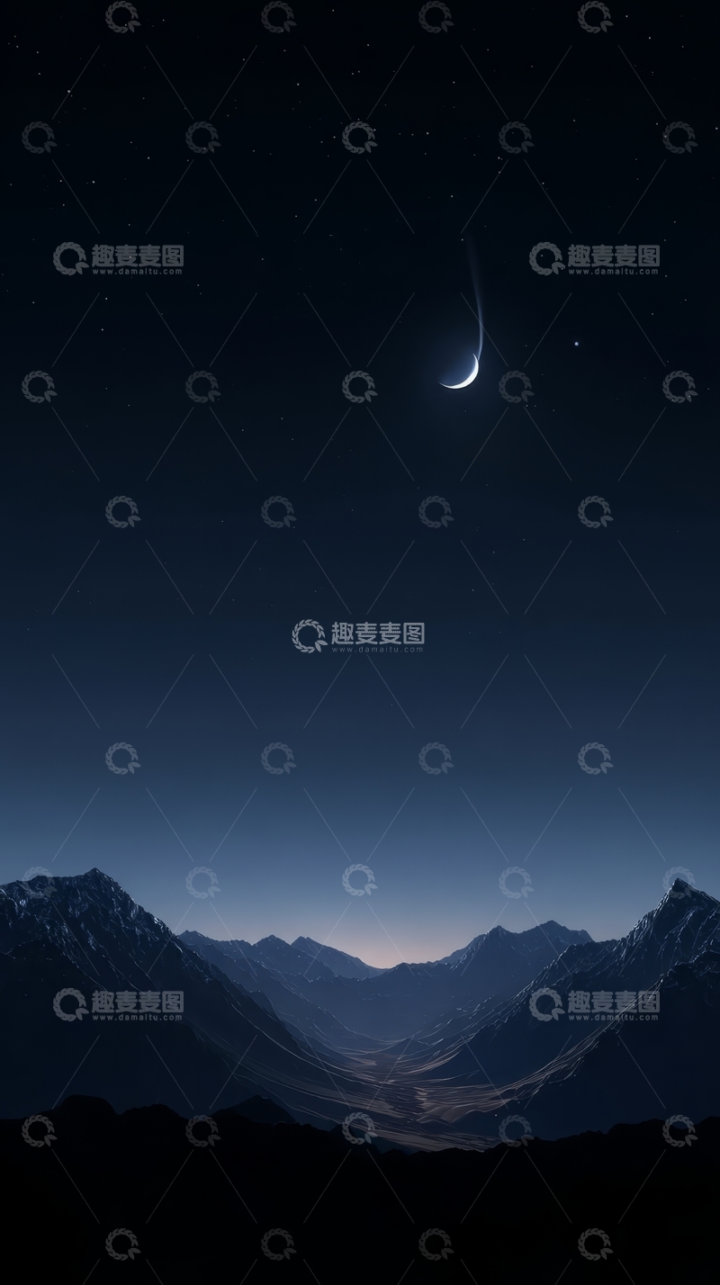 高清大图下载【趣麦麦图】夜空流星划过山峦