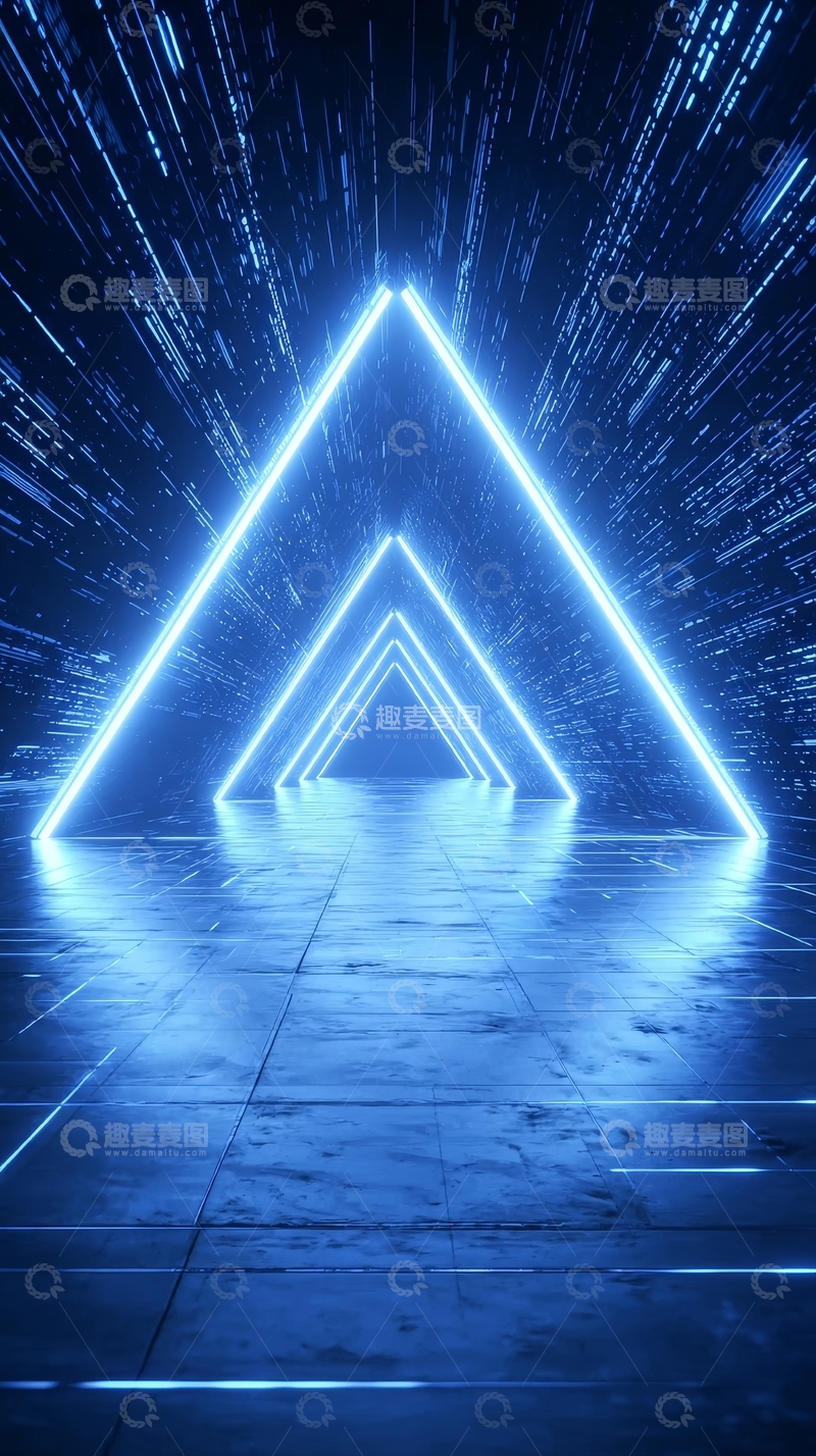 高清大图下载【趣麦麦图】蓝色光三角隧道