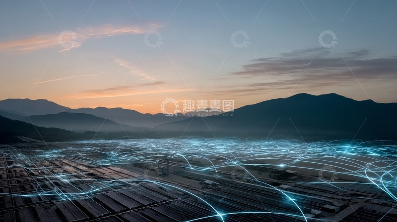 高清大图下载【趣麦麦图】科技网络覆盖的未来城市景观