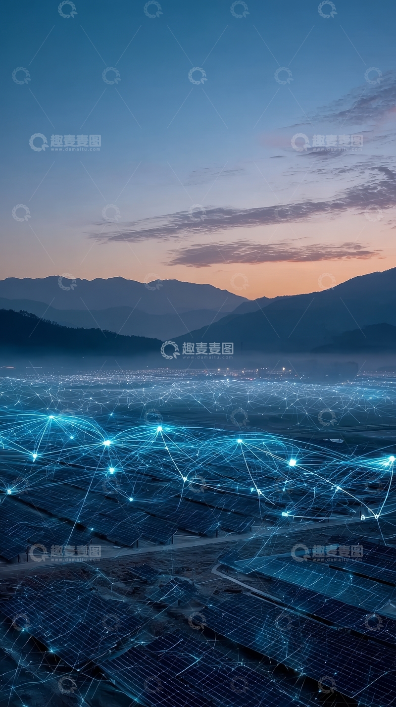 高清大图下载【趣麦麦图】城市夜景与网络连接