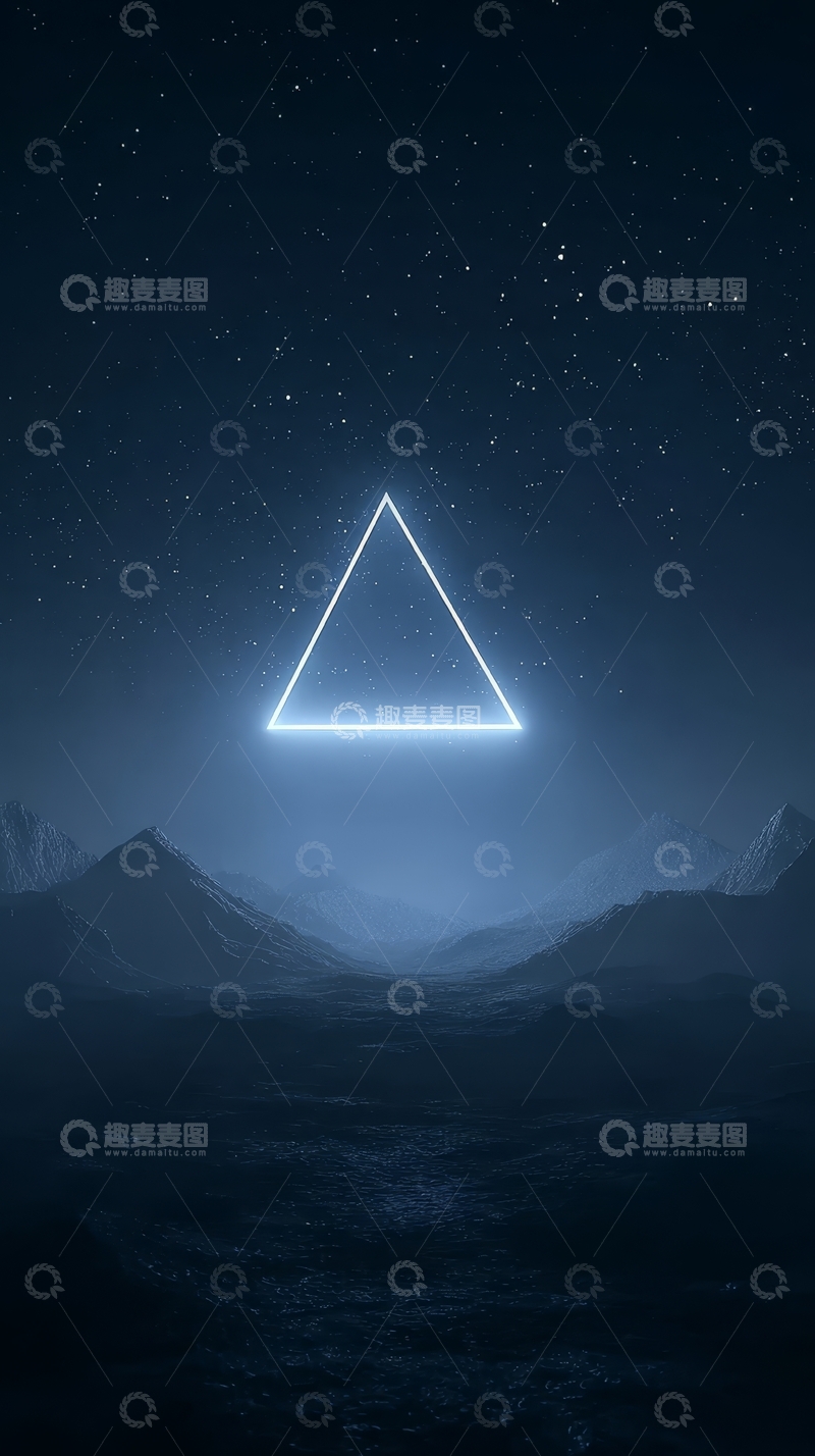 高清大图下载【趣麦麦图】夜空下的发光三角形