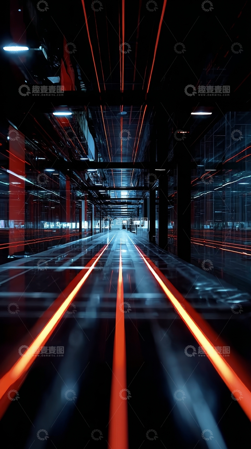高清大图下载【趣麦麦图】未来科技走廊的光影交错