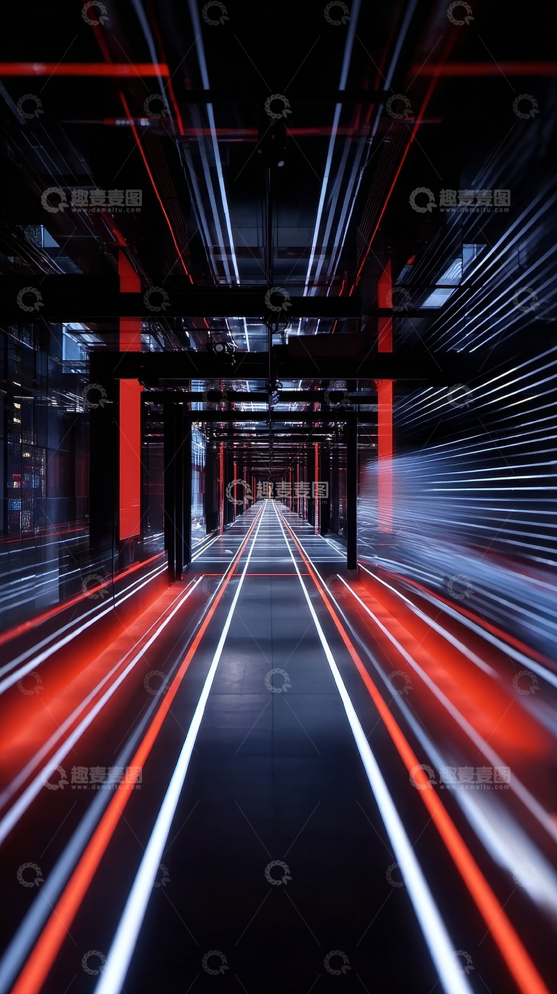 高清大图下载【趣麦麦图】未来科技走廊的光影交错
