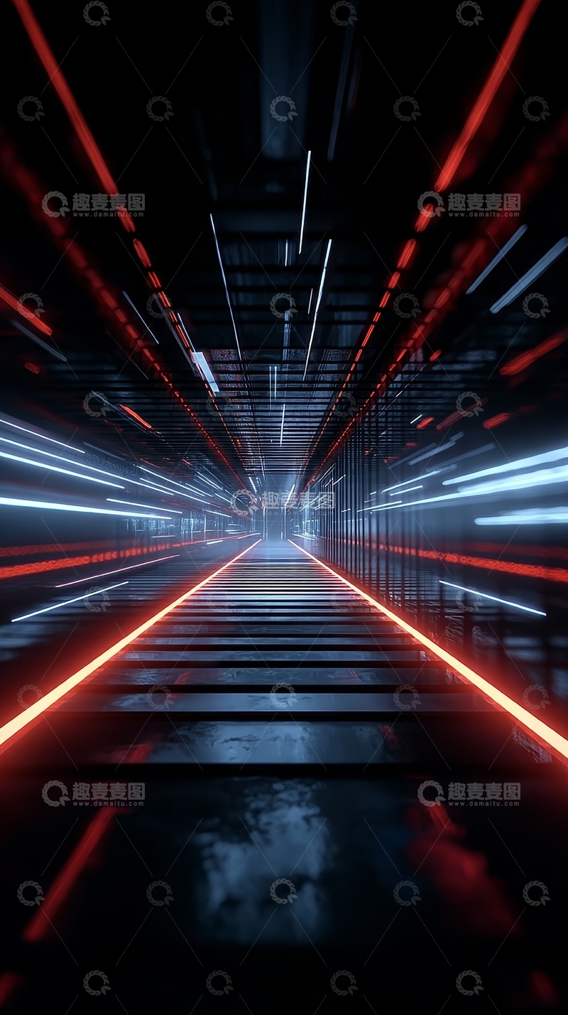 高清大图下载【趣麦麦图】未来科技走廊的光影交错