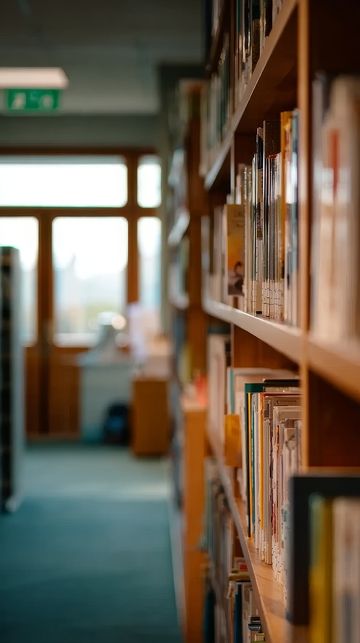 图书馆书架排列整齐