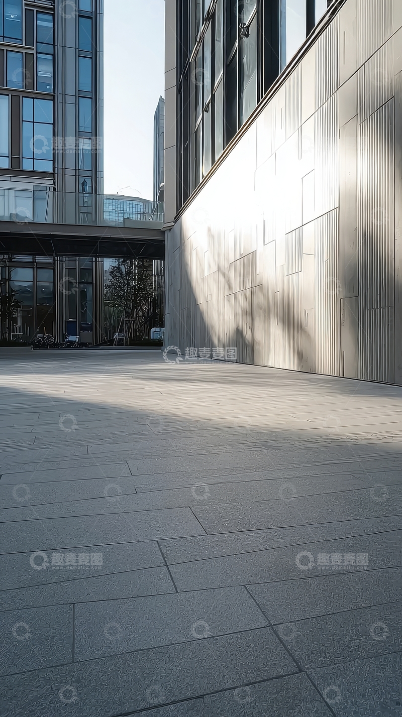 高清大图下载【趣麦麦图】现代建筑外立面与铺装广场